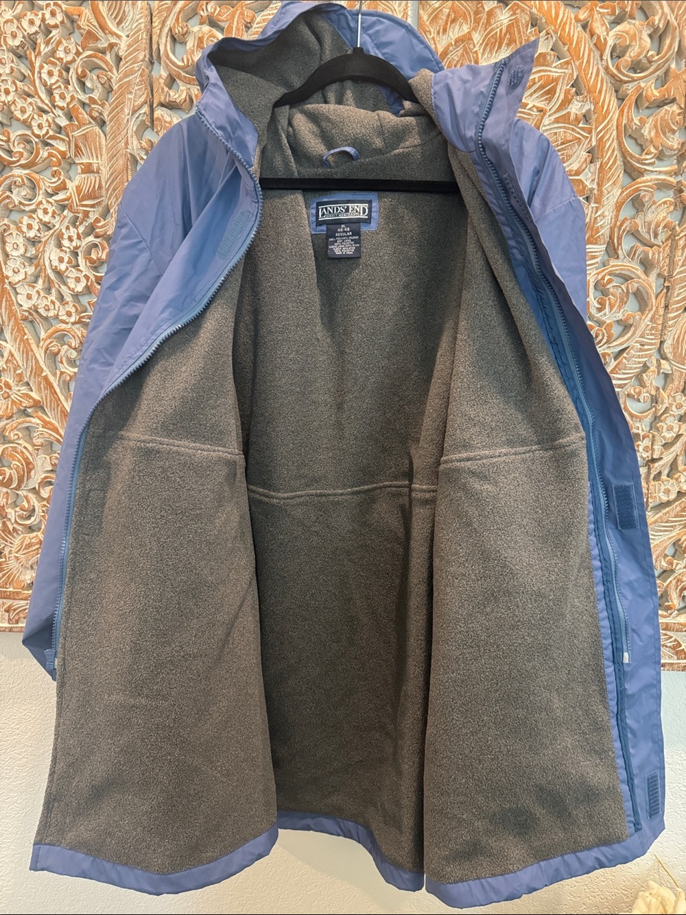 Lands’ End Men’s Hooded Rain Jacket Blue Medium-Lightweight Waterproof NWOT - Picture 5 of 15